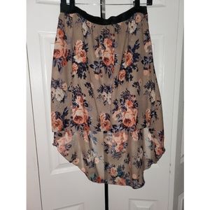 Floral High-Low Skirt